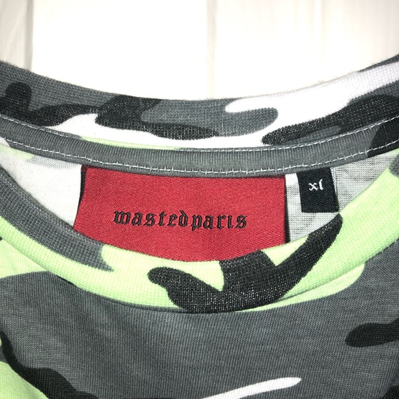 Wasted Paris neon green camp t shirt - Picture 3 of 5